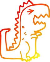 warme Gradientenlinie Zeichnung Cartoon brüllender T-Rex vektor