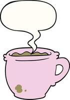 Cartoon heiße Tasse Kaffee und Sprechblase vektor