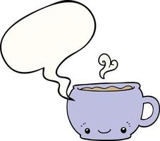 Cartoon heiße Tasse Kaffee und Sprechblase vektor