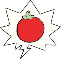 Cartoon-Tomate und Sprechblase vektor