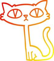 warme Gradientenlinie Zeichnung Cartoon Halloween schwarze Katze vektor