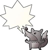 Cartoon-Halloween-Werwolf heult und Sprechblase in glattem Farbverlauf vektor