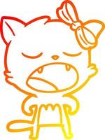 warme Gradientenlinie Zeichnung Cartoon-Katze miaut vektor