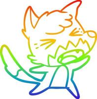 Regenbogen-Gradientenlinie, die einen wütenden Cartoon-Fuchs zeichnet vektor