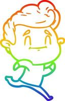 Regenbogen-Gradientenlinie, die einen Cartoon-Mann zeichnet vektor