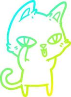 Kalte Gradientenlinie Zeichnung Cartoon-Katze starrt vektor