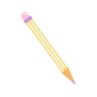 einfacher Bleistift mit Radiergummi, flache Vektorillustration auf weißem Hintergrund vektor