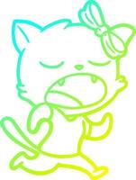 Kalte Gradientenlinie Zeichnung Cartoon gähnende Katze vektor