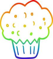 Regenbogen-Gradientenlinie Zeichnung Cartoon-Muffin vektor