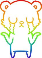 Regenbogen-Gradientenlinie, die einen weinenden Cartoon-Bären zeichnet vektor