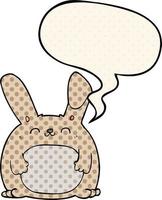 Cartoon-Kaninchen und Sprechblase im Comic-Stil vektor
