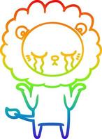 Regenbogen-Gradientenlinie, die einen weinenden Cartoon-Löwen zeichnet vektor