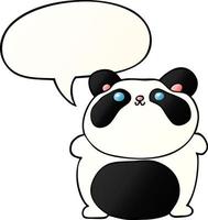 Cartoon-Panda und Sprechblase in glattem Farbverlauf vektor