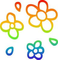 Regenbogen-Gradientenlinie, die dekorative Blumen der Karikatur zeichnet vektor
