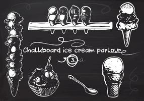 Free Hand Drawn Ice Cream Set auf Tafel Vektor Hintergrund