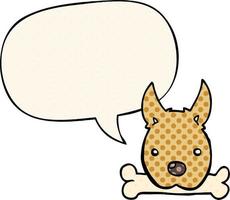 Cartoon-Hund und Knochen und Sprechblase im Comic-Stil vektor