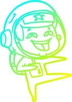 Kalte Gradientenlinie Zeichnung Cartoon lachender Astronaut vektor
