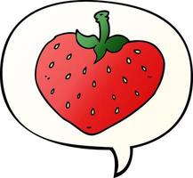 Cartoon-Erdbeere und Sprechblase in glattem Farbverlauf vektor