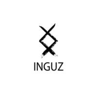 Rune inguz. handgezeichnete Wachskreidestruktur, mystische, esoterische, okkulte, magische Glyphen. für Spielschnittstelle. vektor
