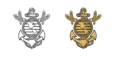 United State Marine Corps Eagle Globus und Anker Ega Design Illustration vektor