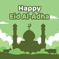 glückliches eid al-adha mit grünen hintergründen vektor