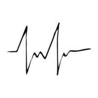 linje kardiogram handritad doodle. , skandinavisk, nordisk, minimalism, monokrom. ikon hälsa hjärtslag puls kardiologi medicin vektor