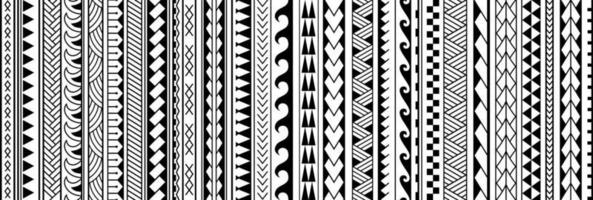maori polynesiska tribal geometriska sömlösa vektor mönster set.