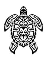 Meeresschildkröte im Stammesstil der Maori-Tätowierung. schwarz-weiß-skizze oder logo. vektor