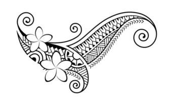 Tattoo im Maori-Stil. ethnische dekorative orientalische Verzierung mit Frangipani-Plumeria-Blumen. vektor