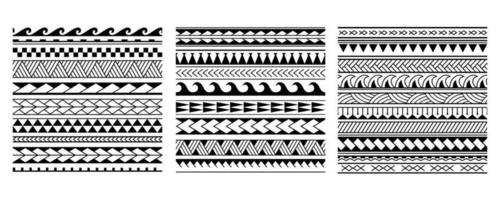 maori polynesiska tribal geometriska sömlösa vektor mönster set.