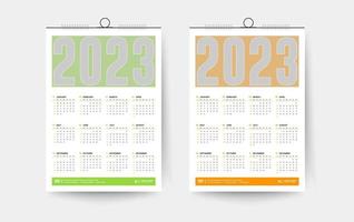 2023 einseitige Wandkalender-Designvorlage vektor