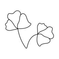 Illustration einer Blume, Silhouette eines Zweigs mit Blumen und Blättern. Vektor-Illustration. Blumenmuster vektor