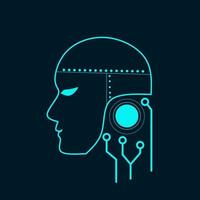 Vektorkopf-Cyborg-Technologie, perfekt für die Konzeption künstlicher Intelligenz