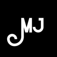 mj letter logotyp design. initiala bokstäver mj logotyp ikon. abstrakt bokstav mj minimal logotyp formgivningsmall. mj bokstav design vektor med svarta färger. mj logotyp