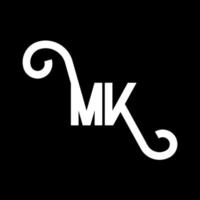 mk brev logotyp design. initiala bokstäver mk logotyp ikon. abstrakt bokstav mk minimal logotyp formgivningsmall. mk brev design vektor med svarta färger. mk logotyp