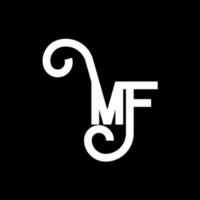 mf brev logotyp design. initiala bokstäver mf logotyp ikon. abstrakt bokstav mf minimal logotyp formgivningsmall. mf brev design vektor med svarta färger. mf logotyp