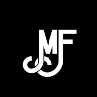 mf brev logotyp design. initiala bokstäver mf logotyp ikon. abstrakt bokstav mf minimal logotyp formgivningsmall. mf brev design vektor med svarta färger. mf logotyp