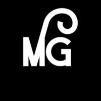 mg bokstavslogotypdesign. inledande bokstäver mg logotypikon. abstrakt bokstav mg minimal logotyp formgivningsmall. mg brev design vektor med svarta färger. mg logotyp