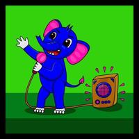 niedlicher Charakter, singender Vektorelefant, geeignet für Banner, Kinderbücher usw vektor