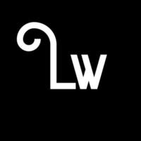 lw bokstavslogotypdesign. initiala bokstäver lw logotyp ikon. abstrakt bokstaven lw minimal logotyp formgivningsmall. lw bokstav design vektor med svarta färger. lw logotyp