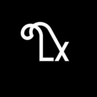 lx bokstavslogotypdesign. initiala bokstäver lx logotyp ikon. abstrakt bokstav lx minimal logotyp formgivningsmall. lx bokstav design vektor med svarta färger. lx logotyp