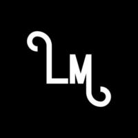 lm brev logotyp design. initiala bokstäver lm logotyp ikon. abstrakt bokstav lm minimal logotyp formgivningsmall. lm brev design vektor med svarta färger. lm logotyp