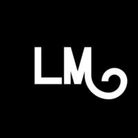 lm brev logotyp design. initiala bokstäver lm logotyp ikon. abstrakt bokstav lm minimal logotyp formgivningsmall. lm brev design vektor med svarta färger. lm logotyp