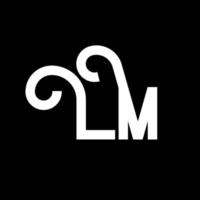 lm brev logotyp design. initiala bokstäver lm logotyp ikon. abstrakt bokstav lm minimal logotyp formgivningsmall. lm brev design vektor med svarta färger. lm logotyp