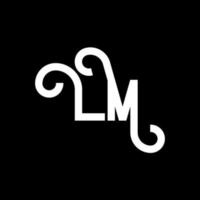 lm brev logotyp design. initiala bokstäver lm logotyp ikon. abstrakt bokstav lm minimal logotyp formgivningsmall. lm brev design vektor med svarta färger. lm logotyp