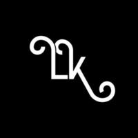 lk bokstavslogotypdesign. initiala bokstäver lk logotyp ikon. abstrakt bokstav lk minimal logotyp formgivningsmall. lk brev design vektor med svarta färger. lk logotyp