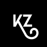 kz bokstavslogotypdesign. initiala bokstäver kz logotyp ikon. abstrakt bokstav kz minimal logotyp formgivningsmall. kz brev design vektor med svarta färger. kz logotyp