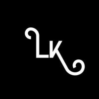 lk bokstavslogotypdesign. initiala bokstäver lk logotyp ikon. abstrakt bokstav lk minimal logotyp formgivningsmall. lk brev design vektor med svarta färger. lk logotyp