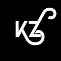 kz bokstavslogotypdesign. initiala bokstäver kz logotyp ikon. abstrakt bokstav kz minimal logotyp formgivningsmall. kz brev design vektor med svarta färger. kz logotyp