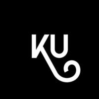 ku-Buchstaben-Logo-Design auf schwarzem Hintergrund. ku kreative Initialen schreiben Logo-Konzept. ku-Briefgestaltung. ku weißes Buchstabendesign auf schwarzem Hintergrund. ku, ku-Logo vektor